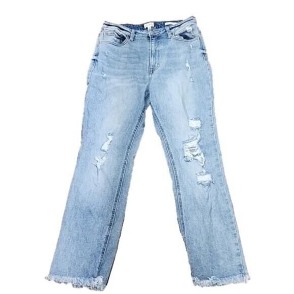 Wonderly Denim - Wonderly Distressed Hi-rise Jeans Denim Stretch cropped straight 30" waist 12